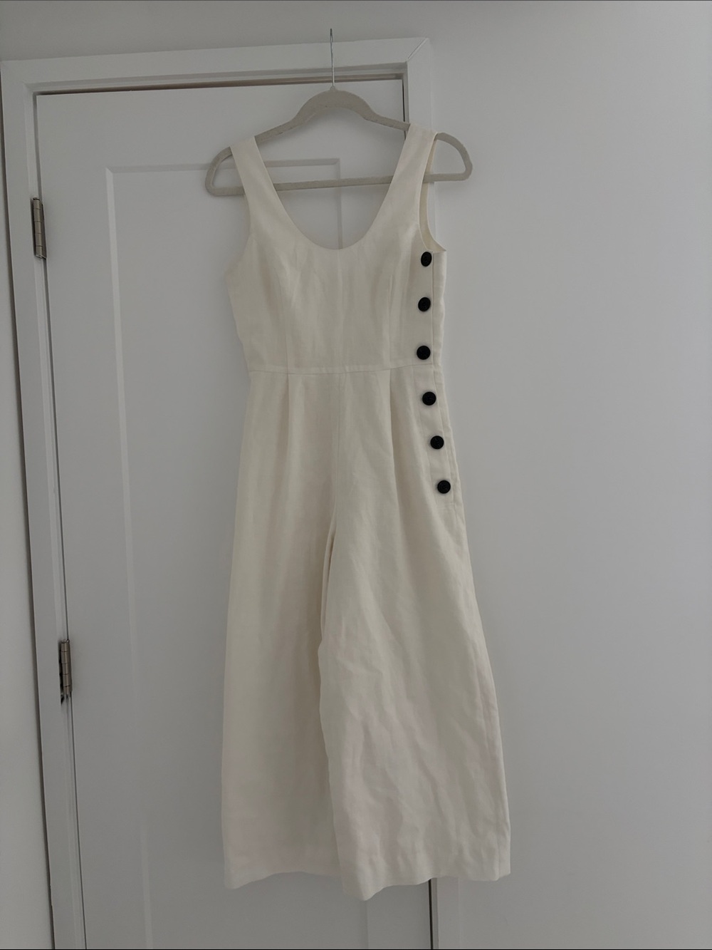 Club Monaco Linen Jumpsuit with Side Button Detail